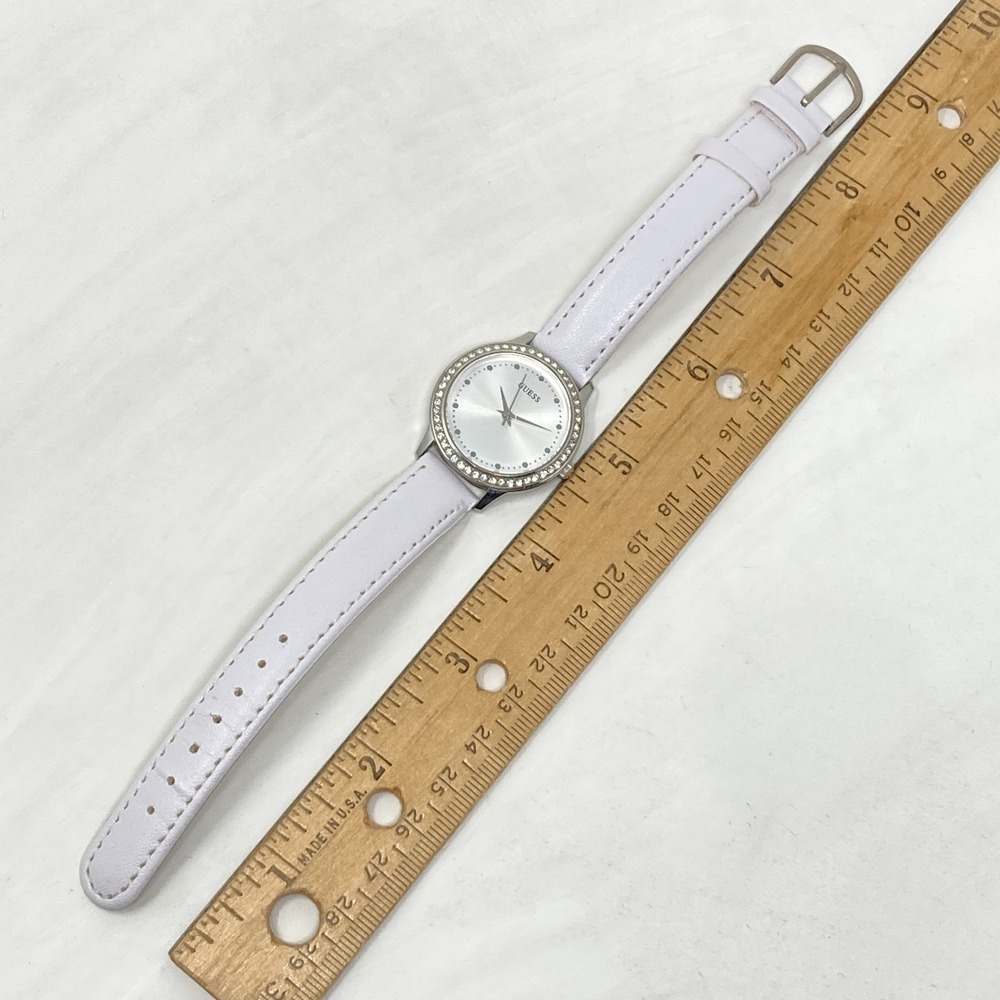 Guess Watch Women Silver Tone 31mm Crystal Bezel Bling WR Round New Battery 8.5" - Picture 14 of 16